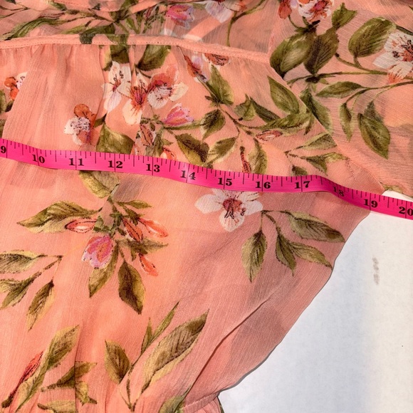 Lost + Wander Sunset Fleurs Mini Dress coral floral tiered ruffles medium - Picture 6 of 13